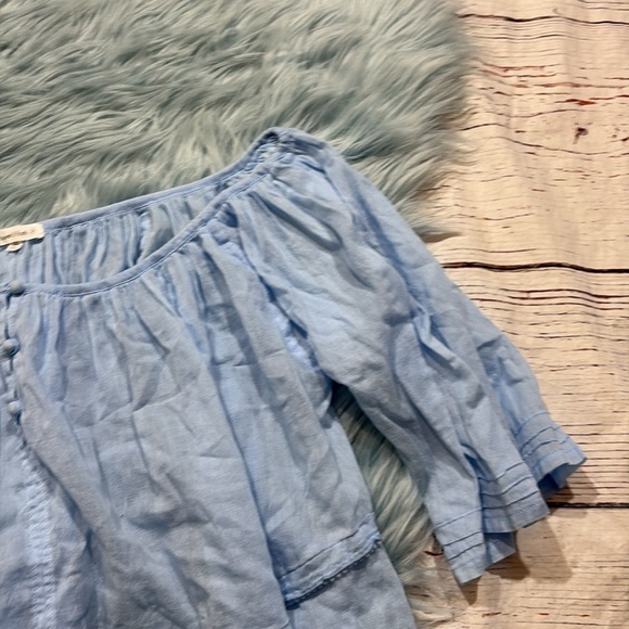 Poupette St Barth Blue Off The Shoulder Crop Blouse sz OS - Picture 5 of 11